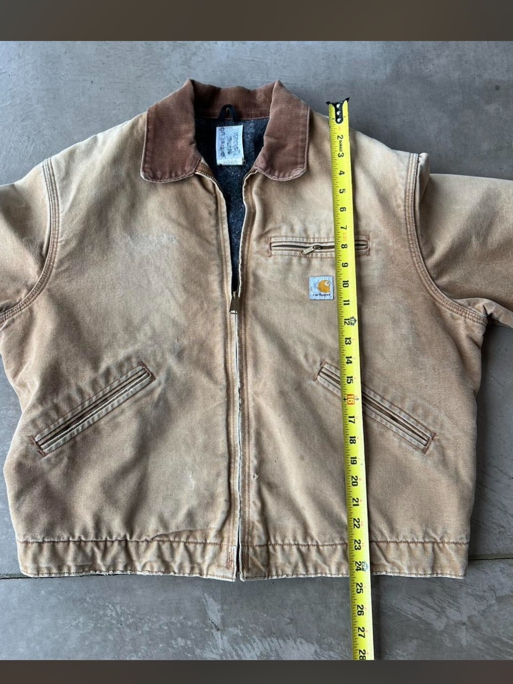 Carhartt Tan Canvas Work Jacket with Brown Corduroy Collar - Picture 8 of 8